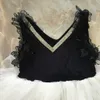 mode elegante baby meisje kristal v-hals tutu jurk kinderen ruches mouwloze cake kinderen zwart formeel kostuum 210529