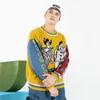 Lacible Harajuku Kazak Kazak Erkekler Patchwork Palyaço Baskı Örme Kazak Hip Hop Streetwear Retro Bahar Erkek Gevşek Tops 211014