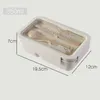 1100ml Hälsosam Material Lunchkasse Vete Halm Japansk stil Bento Boxes Mikrovågsugn Drev Livsmedelsförvaring Container 210925