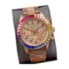 Orologi con cinturino in acciaio con diamanti pieni di zirconi Orologio da uomo meccanico automatico 43mm Orologi da polso da donna Montre de Luxe Rainbow Diamond201c