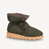 Damen-Stiefelette mit Kissen-Komfort, gesteppte Daunenfüllung, Winter-Designer-Damenstiefel, wasserabweisende Nylon-Gummi-Laufsohle, Slip-On-Stiefel