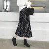 Spring Autumn Skirts Women High Waist Female Velvet Dot Casual Pleated Jupe Femme Drop 210520