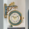 ساعات الحائط بسيطة الإبداعية ساعة الشمال هدية غرفة المعيشة الوجه الكلاسيكية مزدوجة الوجهين الحديثة reloj دي باريد ديكور المنزل DF50WC
