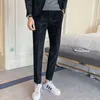 Corduroy Mens Dress Spodnie Wypoczynek Business Garnitur Spodnie Slim Fit Formalne Spodnie Dla Mężczyzn Pantalon Homme Classique Khaki Black 210527