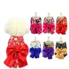 Obroże dla psów smyczy kamizelka zwierzaka wiązka kimono japoński styl wiśni kwiaty oddychający duszenie smyczy zestaw but motyl łuk odzież strój s m l