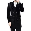 Mannen Blazers Winter Wollen Jas Double Breasted Casual Jurk Jassen Slim Fit Lange Pak Jassen Blazer Masculino 210527