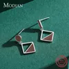 Brincos de soltação de esmalte vermelho irregular 100% Real 925 Sterling Silver Doce Charme Swing Dangle Para Mulheres Jóias Fina Arete 210707