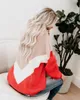 Autumn Winter Woman Sweaters Fashion Casual Loose Knitted Long Sleeve Jumpers O-neck Color Block Striped Sweater Pullovers