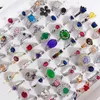 Micro Inlaid Semi-Precious Stone Rings Colored Zirconium Ring Real Gold Plated Without Fading Fashion 925 Mixed Batch Female