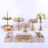 Andere feestelijke feestartikelen 8 stks Crystal Metal Cake Stand Set Acryl Spiegel Cupcake Decorations Dessert Voetstuk Bruiloft Display Lade