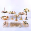 Autres fournitures de fête de fête 8pcs support de gâteau en métal cristal ensemble acrylique miroir Cupcake décorations dessert piédestal mariage Displ329U