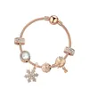 Pandor Strands Rose Gold Snowflake Hanger String Verfraaid Charme Armband DIY Persoonlijkheid Geschenk Gift