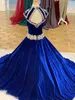 Fashion Royal-Blue Velvet Pageant Robes pour les enfants pour les enfants pour les enfants Cap