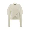 Случайные минималистские белые вершины для женщин O шеи слойные рукава большой размер тонкий футболка женская осень мода 210524