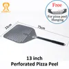 14 /13/12 Inch Perforated Peel Rectangular Pizza Shovel Hard Coating Paddle Short Tool