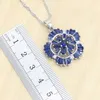 Blue Semi-precious Women Jewelry Sets Bracelet Earrings Rings Necklace Pendant Gift Box New Arrival H1022