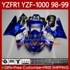 Motorcykelfabrik blå kropp för Yamaha YZF-R1 YZF-1000 YZF R 1 1000 CC 98-01 Bodywork 82No.2 YZF R1 1000cc YZFR1 98 99 00 01 YZF1000 1998 1999 2000 2001 OEM Fairings Kit