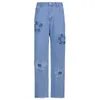 HEYounGIRL Floral Patchwork Casual Vintage Jean High Waist Denim Pants s Fashion Elegant Trousers Ladies Summer 220216