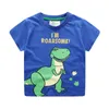 Hoppmätare Dinosaur Boy Tshirt Barnens T-shirt för tjejer Sommarkläder Pojkar T Shirt Top Animal Print Spädbarn Kid 210529