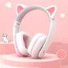 Cosplay Cat Ear Collectable Young People Kids Children's headsets Gaming Headphone Foldable Glowing Cute Over on Ear Earphones PC Laptop Computer