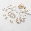 Dangle żyrandol 9pcsset moda Złota Pearl Hoop Kolczyki dla kobiet w stylu vintage metalowe krąg geometryczny kropla 2021 Trend Jewelry1494674