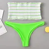 Bikini Mujer 2021 Braga Alta European och amerikansk sexig mode Multicolor Striped Bandeau Ladies badkläder Kvinnor