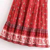 beleza moda boho estilo floral impressão saia mulheres férias chique cintura elástica longa saias fêmea falda de moda 210514