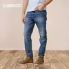 Jesień Zima Regular Slim Fit Jeans Mężczyźni Styl Retro 100% Bawełna Denim Spodnie Vintage Jean 211111