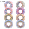 Haaraccessoires zoete mooie printen regenboog grote darm hoofddressing elastische haarband vrouwen meisje touw paardenstaart houder 49 stijlen M3433