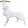 ERMAKOVA Loup Statue Moderne Abstrait Géométrique Style Résine Loup Animal Figurine Bureau Décoration de La Maison Accessoires Cadeau 210727