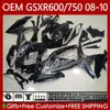 Injektionsform för Suzuki Body GSXR 600 750 CC 600CC 750cc GSXR600 K8 GSX-R750 88NO.106 GSXR-600 GSXR-750 08 09 10 GSXR750 GSX-R600 2008 2009 2010 OEM Fairing Glossy Black