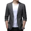 Primavera otoño moda para hombre dos botones Blazers hombres negocios Casual Blazer trajes de alta calidad