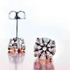 Solid Platinum PT950 Earrings 0.5CT/Piece Four Prongs Solitaire Diamond Ear Jewelry For Lady Beatiful Engagement