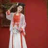 Stage Wear 2021 Summer Ancient Chinese Folk Dance Costume Donna Hanfu Tang Suit Fata Performance Retro Cardigan Dress Cosplay235S