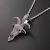 Animal Goat head Pendant Hip Hop Color Zircon Necklace Iced Out Cubic Zirconia Fashion Jewelry For Men X0509292T