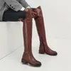 Stivali da equitazione da donna Scarpe Zip Tacco medio sopra il ginocchio Punta tonda Tacchi spessi Donna Lungo Inverno Nero Marrone 210517