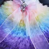 Handgjorda hundkläder Luxury Candy Color Princess Bröllopsklänning Pearl Collar Tulle Chapel Train Pet Trailing Gown Poodle Maltes