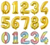 Globo de helio de 32 pulgadas con letras doradas y números, papel de aluminio, decoración de cumpleaños, suministros para fiestas aéreas de boda