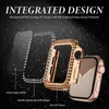 Diamond Case Tempered Glass voor Apple Horloge 41mm 45mm 44 42 40 38 Accessoires Bling PC Bumper Protector Cover Iwatch Series 7 6 5 4 3 2 SE