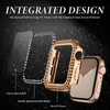 Diamond Case Vetro temperato per Apple Watch 41mm 45mm 44 42 40 38 Accessori Bling PC Bumper Protector Cover serie iWatch 7 6 5 4 3 2 SE