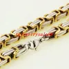 4 5 8mm de largura cor prata ouro aço inoxidável caixa bizantina link corrente masculino meninos colar ou pulseira jóias 7-40 chains264h