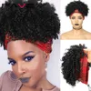 Hoofdband Wig Afro Kinky Kinky Krullen Black Tulband Ombre Bruine Synthetische haarband Warmtewarmingsbestendige vezels voor zwart Witte WomenFactory Direct