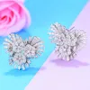 Stud GODKI 21mm Trendy Lovely Wheel Flower Earrings For Women Wedding Cubic Zircon CZ Dubai Bridal Bohemia 2021