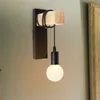 Moderne Hout Arm Wall Lamp Blaker Ijzer Kooi Retro Muur Licht Binnenverlichting Fixture voor Slaapkamer Keuken Bar Cafe Winkel Home Decor 210724