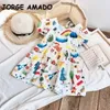 Summer Kids Girls Dress Cartoon Tree House Flowers Cute Style Princess E9315 210610