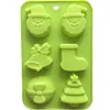 custom Oven Baking Silicone Soap Moulds 6 Cavities Christmas Tree Snowman Santa Claus silicon mould for cakes