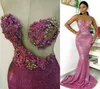 2021 Tallas grandes Árabe Aso Ebi Sirena Encaje Con cuentas Vestidos de baile Cuello transparente Lentejuelas Noche sexy Fiesta formal Segunda recepción Vestidos de dama de honor Vestido ZJ033