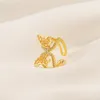 Luxury Ladies 24K Fine Solid Ring Gold Finish Pretty Butterfly Cut CZ Diamond Band Bridal Daith Helix Hoop regolabile