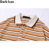 Cartoon Printed Stripe Polo Shirt Men Women Turn-down Collar 2buttons Men's Polo Shirt Short Sleeve Man Clothing 210603