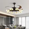 Plafondventilatoren Noordige moderne ABS Koper Remote Regeling Fan met licht Hidden Blade Lamp Lights